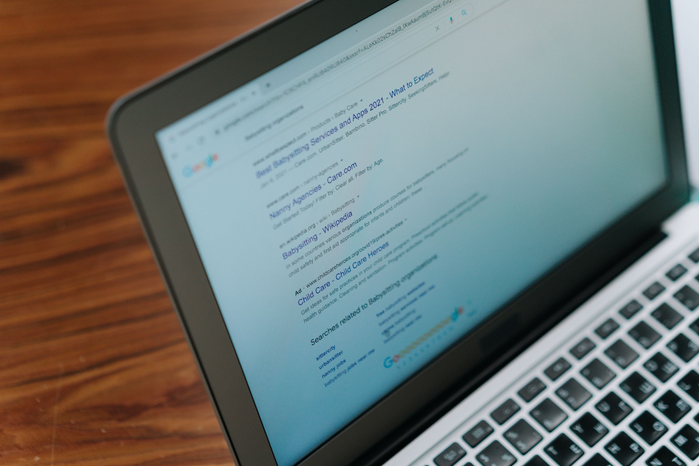 Google search open on a laptop