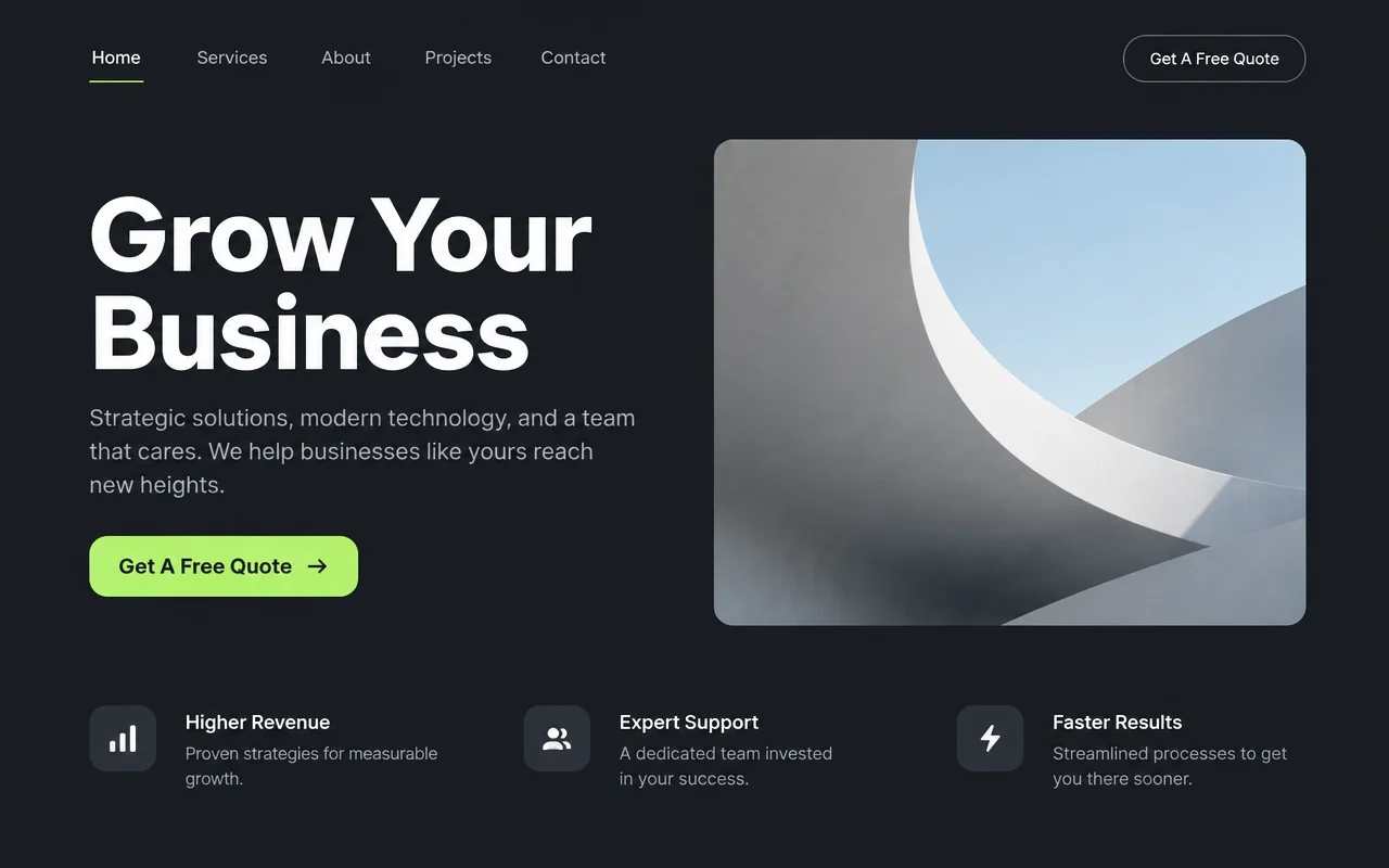 Website homepage design mockup.